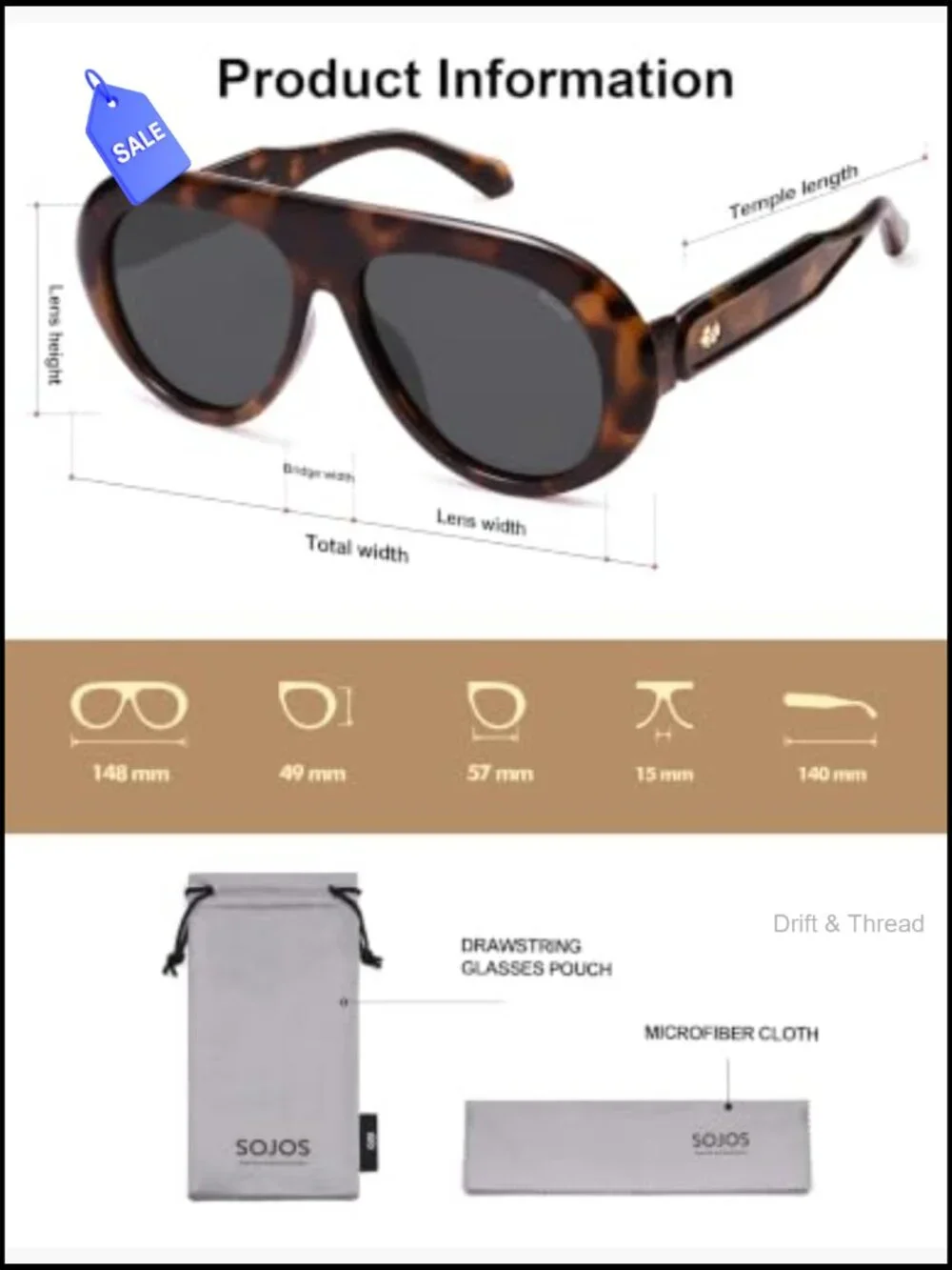 Oversized Retro Aviator Sunglasses UV400 Polarized Shield Unisex
